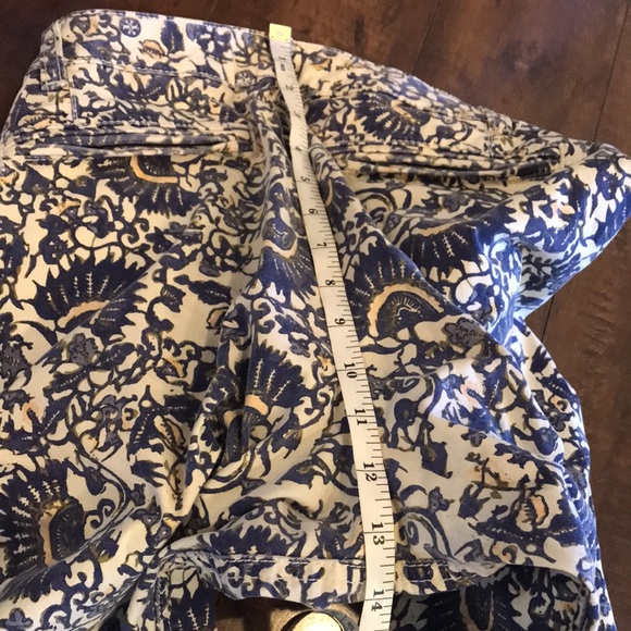 Tory Burch Paisley Blue White and Peach Capris Pants - Picture 13 of 14